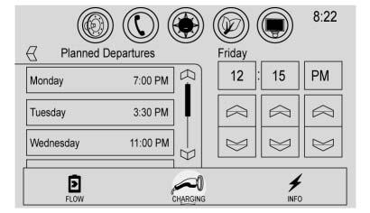Instruments and Controls 123 Charge Rate Preference Selection From the main charging screen, touch Charge Rate Information and then touch Charge Rate Preference. 1. Touch the day to change. 2.