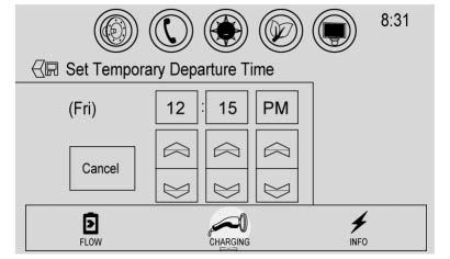 Instruments and Controls 127 3. Touch y or z to change the Next Departure Time. 4. Touch S 3 to confirm a temporary override of the Next Planned Departure Time.