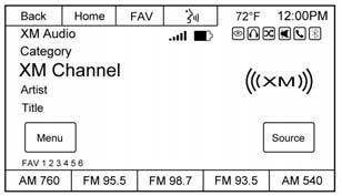 SiriusXM (If Equipped) To access the AM menu press the Menu screen button and the following may display: To access the FM Menu press the Menu screen button and the following