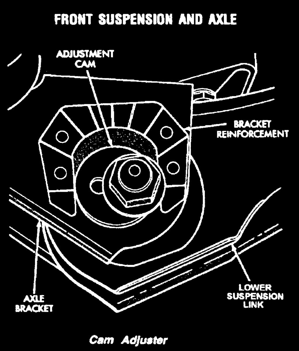 On both sides of the vehicle, make index marks on the alignment eccentrics at the axle (Fig 3). Mark the cams to indicate driver s verses passenger s side.