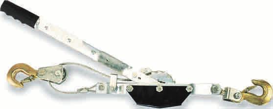CAPACITY MODEL 4001 LEVER HOIST Durable steel frame Lightweight and easy to handle Guide slots to guard against jamming or slippage 1/4 link chain Forged safety hooks included MODEL 4008