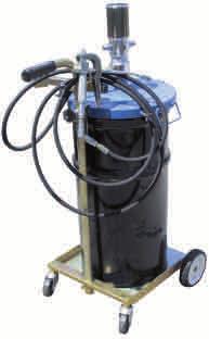 50:1 AIR-OPERATED PORTABLE GREASE UNIT MODEL 8620A FOR USE WITH 16-GALLON (120 LBS.) CONTAINERS 50:1 pump 70-115 PSI operating pressure Pumps up to 1.76 lbs.