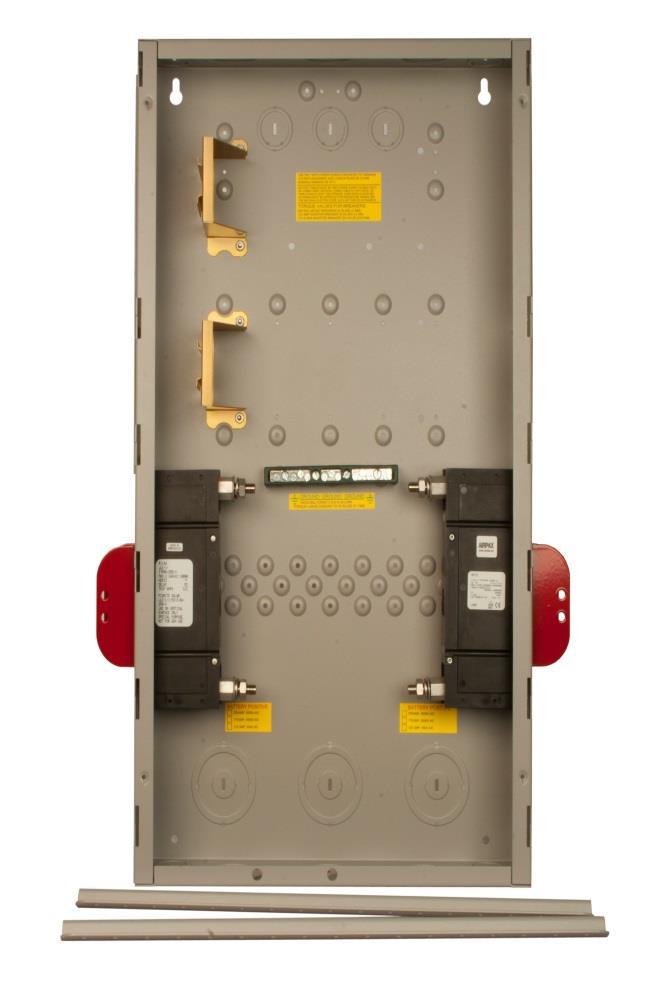 They all come with two 125, 175 or 250 amp battery breakers (By model). The MNDC X2 accepts an additional 5 din rail breakers or 3 panel mount breakers.