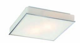 D02-3085 IP44 Profile Square Bulkhead n 310mm sq x Depth 60mm n Energy Saving n High Frequency n Poly carbonate construction n Comes complete with White Chrome and