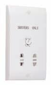 Chrome Shaver Socket - White Inserts N12-0295* Satin Stainless Steel Shaver Socket L02-0247