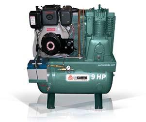 ENERGY SAVING. GAS AND DIESEL DRIVEN COMPRESSORS GAS DRIVEN TWO STAGE 145-175 PSI Engine Idle Control and 12V D.C. Starter with Alternator Dimensions HP Model Engine Tank Pump Cylinder CFM @ L x W x H Approx.