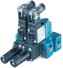 Direct solenoid and solenoid pilot operated valves Function Port size Flow (Max) Manifold mounting Series /2 NO-NC, 2/2 NO-NC # 10-2, 1/8 0.