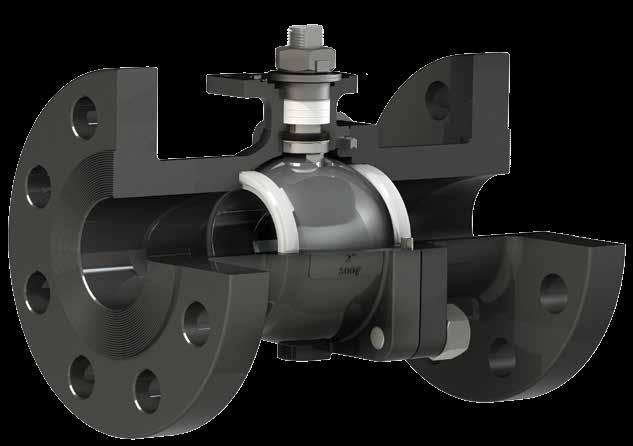 BVM - Cut-Away View The BVM Flanged Series Ball Valves feature a floating ball design for low torque and increased cycle life. Most standard large size valves feature trunnion-type ball support.