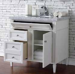 00 36 Cottage White (top sold separately) JM650-V36-CWH $900.00 Arctic Fall Solid Surface 3cm Top 36 W x 23.