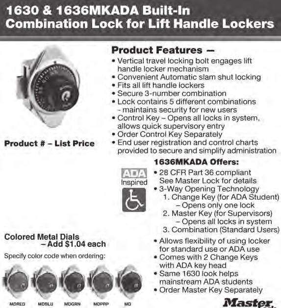Call, Toll Free LOCKER LOCKS Combination Locks 1630 - $18.