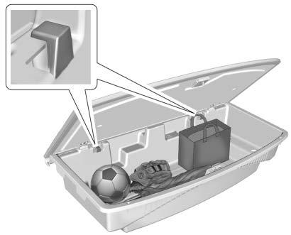 The cargo management system is used to organize storage in the cargo area.