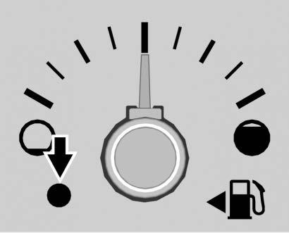 148 Instruments and Controls Low Fuel Warning Light (Base Level) Metric Shown, English Similar This light comes on for a few seconds when the ignition is turned on as a check to indicate it is