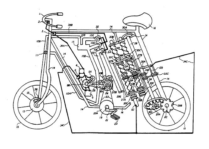 hydraulic gate between the pedals and the rear wheel. A drawing of the inventor s idea can be seen below in Figure 4.