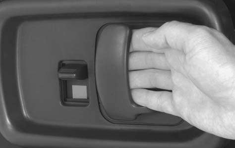 To open the front portion of a 60/40 door from the inside, pull the handle toward you and push open the door.