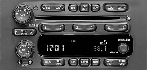 Radio with Six-Disc CD Playing the Radio PWR (Power): Push this knob to turn the system on and off. VOLUME: Turn this knob to increase or to decrease volume.