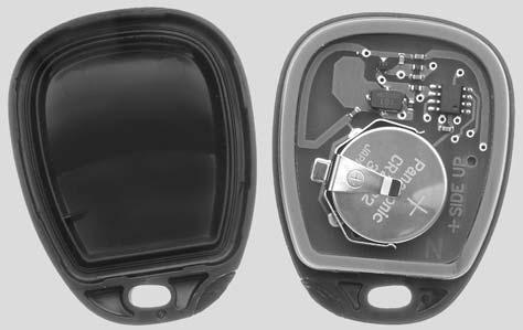 To replace the battery in the keyless entry transmitter, do the following: 1. Use an object like a coin to pry open the transmitter. 2.