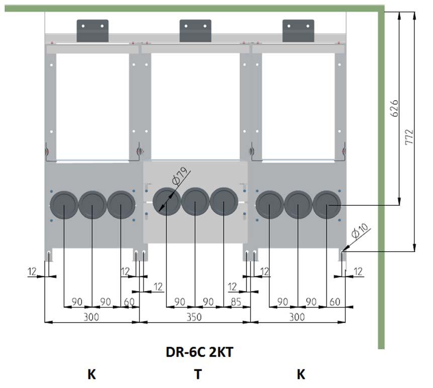 4.1.3 Anchoring front side of DR-6C medium-voltage switchgear Figure 14: Positioning: Anchoring DR-6C medium-voltage switchgear Consult the installation drawing(s), the electrical schematics, and the