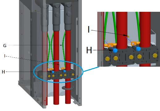 Place the bottom plate (Figure 27 J) right in the cable compartment and position the cable grommets (Figure 27 K) in such a way that the bottom panels are fixed