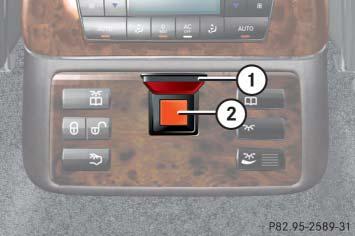 button SOS button in the rear center console 1 Cover 2 SOS