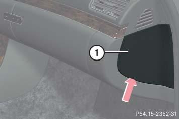 Loosen cover 1 from dashboard using lever. Using your hands, pull cover 1 out and remove.