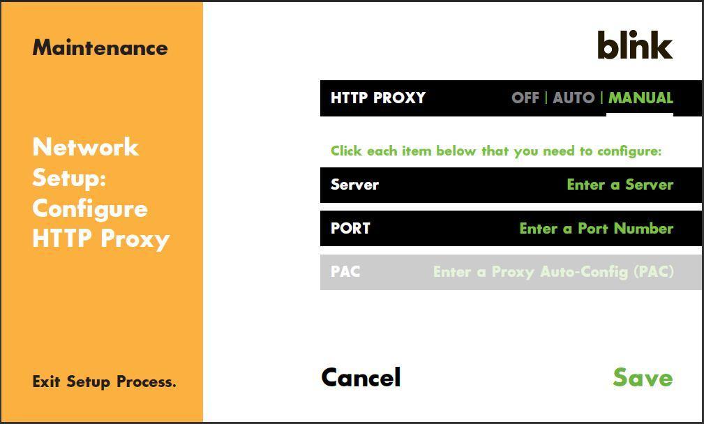 Set up an HTTP Proxy If you chose AUTO, touch PAC below and enter the PAC URL.