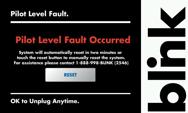 Pilot Level Fault The Pilot Level Fault screen will appear whenever there is an issue identified with the pilot signal. This infrequent fault will be automatically cleared after two minutes.