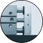 Standard slip fit dowel hole & slot for precision tooling alignment Tapped holes at front, C'bore/thru hole from back (4) Gap Replaceable Duralon sleeve bearings (4) Retract bumpers (2) Internal