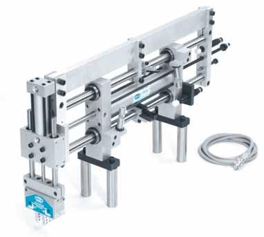 Tooling, Stop and Shock Option Dimensions Code SB Single Beam (Available on EZ625 and larger models) Here an EZ750 with a single beam (shown with MV1 mounting style, "02" adjustable stops, "B1"
