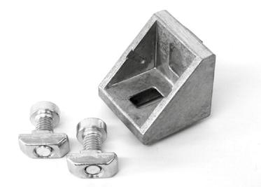 2 Connection Elements RIGHT ANGLED BRACKETS For quick and precise assembly at right angles to the groove, no end finishing required.