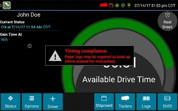 Data diagnostics appear on your device when a driver is signed in to the application.