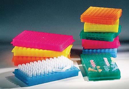 these polypropylene () racks is designed to hold 0.5 ml microcentrifuge tubes; the other side holds 1.5 to 2.0 ml tubes.