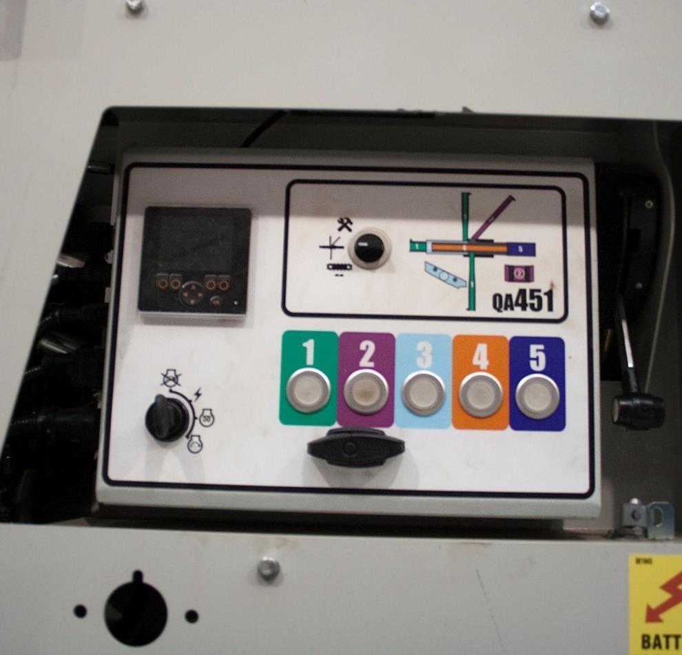 CONTROL SYSTEM User friendly electrical control system for ease of operation: Colour coded numerical push button functions Improved graphics through visual display unit Select