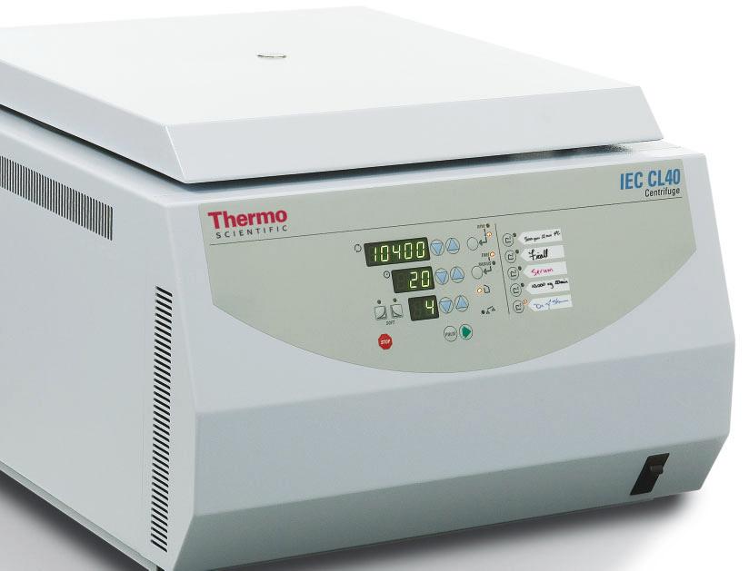 Offering a broad array of accessories that meet the most stringent requirements for biocontainment, our IEC CL40 and FL40 Centrifuge Series is the perfect choice for your large clinical lab.