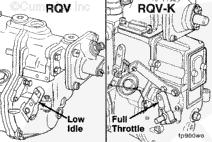 Governor Lever Positioning The RQV governor throttle lever must be in the low-idle lever