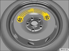 Applicable only in Mexico, the AGCC, and South Korea Compact spare wheel Fig. 183 In the luggage compartment: Compact spare wheel.