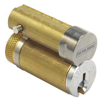 Full size interchangeable cores can be integrated into any 5 or 6pin Schlage key with no adverse affects on keying capacity.