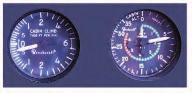 Maximum Cabin Differential Pressure Limit Cabin Differential Pressure Indicator (Pounds Per Square Inch Differential) Cabin Pressure Altitude Indicator (Thousands of Feet) Cabin Rate-Of-Climb