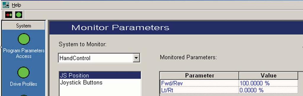 QUICKIE ELECTRONICS SECTION 5. If using the Quickie iq, select Monitor Parameter followed by selecting Hand Control, then JS Position. (fig 2.23.18) Fig 2.23.17 6.