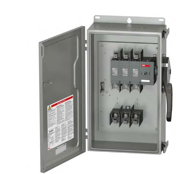 Product overview Enclosed heavy duty fusible 3-pole safety switches 5 4 3 1 7 14 12 6 13 11 15 10 16 8 2 9 1 3 5 1. Door latches, provision for padlocking 2. Handle 3. Knockouts 4.