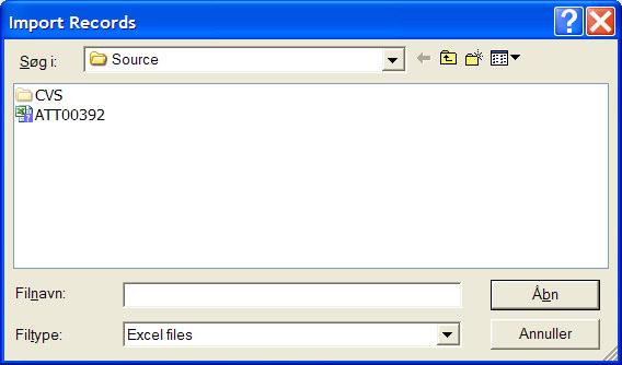 If records already exist for the competition a message is shown: Otherwise the dialog Import Records is shown: Navigate and choose the excel file to import: 3.