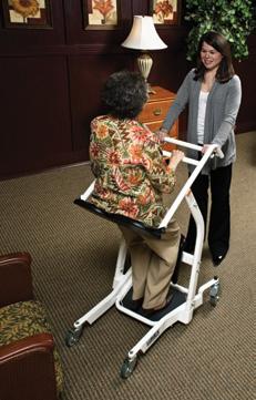 We recommend an electric sit-to-stand lift for residents with limited strength and stability.
