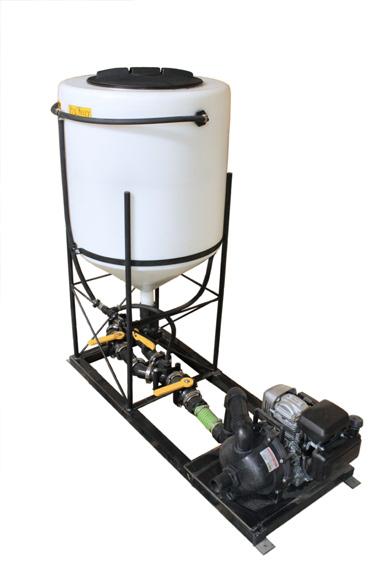Tru-Kleen Chemical Handling Injects Chemical into Pump Pressure Line (Installed after Pump) Keeps Pump Free of Chemical Rinses Cones Mixes Dry Chemical Chemical Injector empty to the last drop.