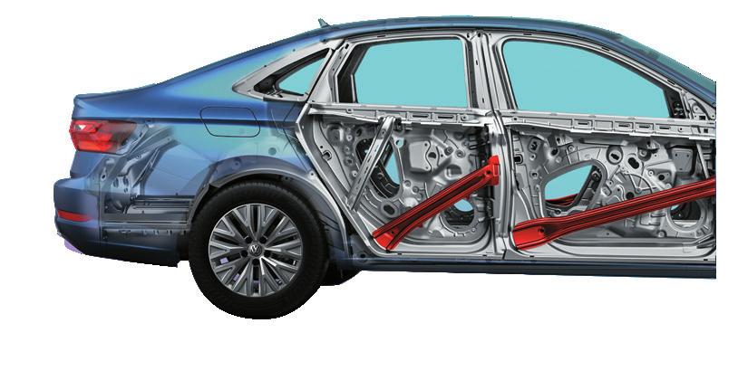 afety cage Intelligent Crash Response ystem (ICR) Front and rear crumple zones help absorb crash energy, while a rigid safety cage helps deflect it away from the driver and passengers.