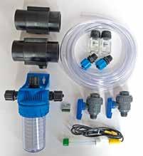 T-piece 50 x ½ internal thread, 2 x ball valve ½ external thread, 2 x hose connector ½ external thread, 4 m measuring water hose 8 x 12 mm).