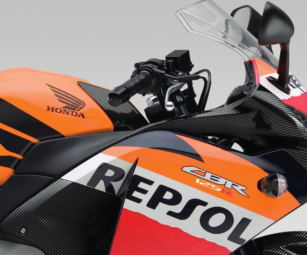 CBR125R HONDA GENUINE ACCESSORIES PAGE 2 OF 2 FAIRING PANEL SET 08F61-KYJ-800 A set of replacement left and right carbonfibre effect centre Fairing Panels