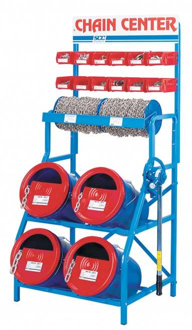 HARDWARE Welded Chain Pail / Reel & Accessory Assortment H000500 Chain & Fittings Assortment Display rack & welded chain assortment with 4 pails & 2 reels of welded chain.