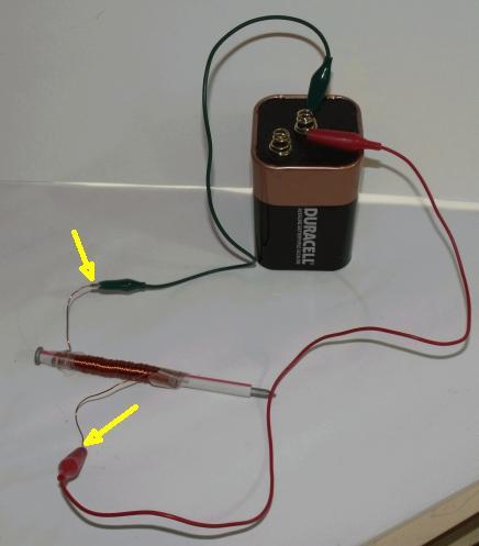 Building an Electromagnet Put the spike inside the straw Connect one clip of each alligator clip lead to the ends of the