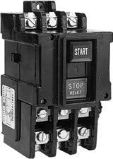NEMA Rated Full Voltage Starters - Manual CR06 Single-Phase and Polyphase 0 HP Maximum 600 Volts 5 to 60 Hertz Across-the-Line Forms, Surface-Mounted Single-phase starters require one heater.