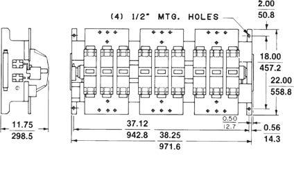 NEMA Rated Full Voltage Contactors CR305, CR385 Outlines, Dimensions ( mm), in.
