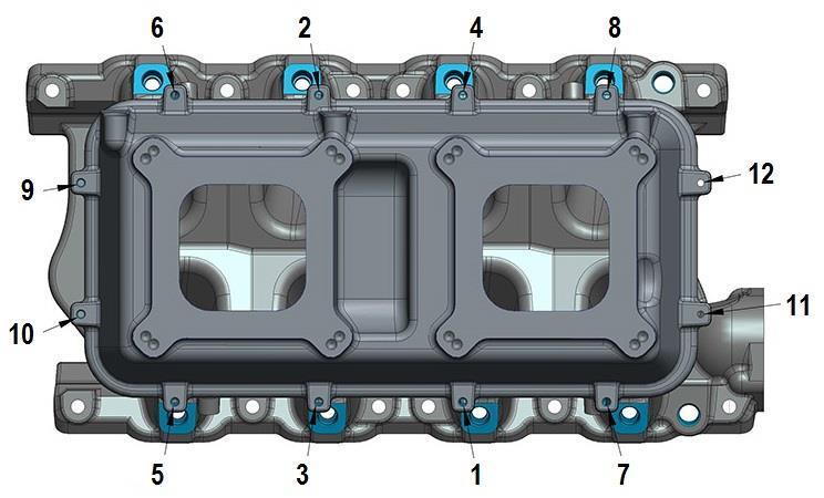 6. There is a flange on the rear of the base manifold for vacuum source. There are two 1/8 NPT ports, a 3/8 NPT port, and a 1/4 NPT port. Installation of the Plenum Top 1.